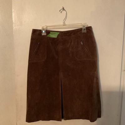 brown suede skirt size 10