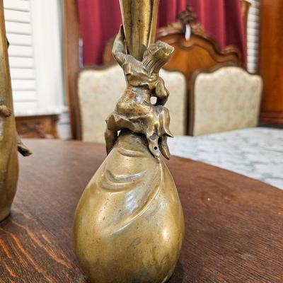 Pair Antique Japanese Metal Vases