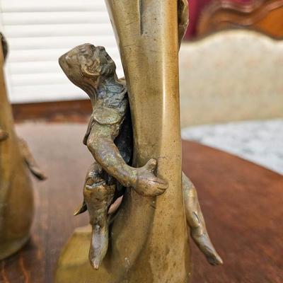 Pair Antique Japanese Metal Vases