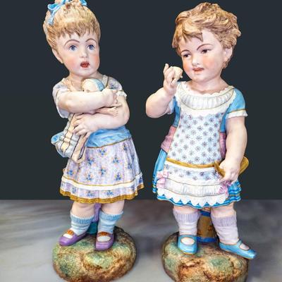 Antique French Chantilly Bisque Children