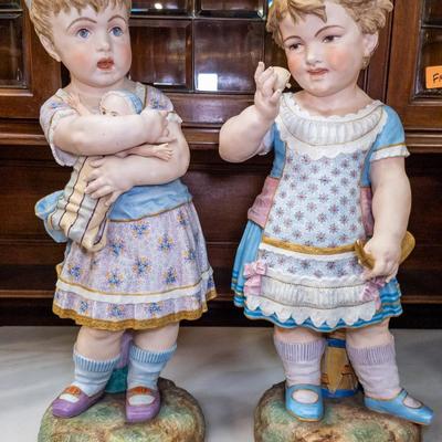Antique French Chantilly Bisque Children