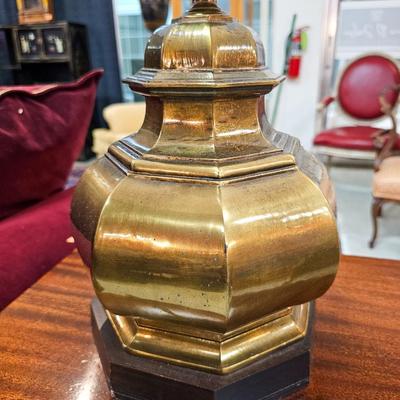 Pair Mid-Century Brass Lamps