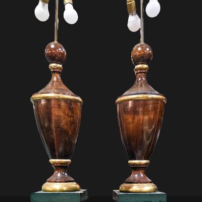 Pair of Mahogany Lamps