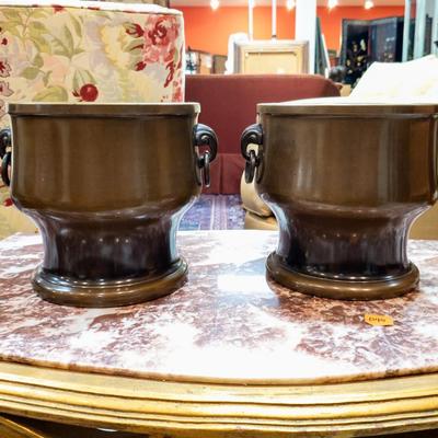 Pair Antique Bronze Censers