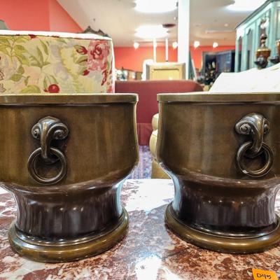 Pair Antique Bronze Censers