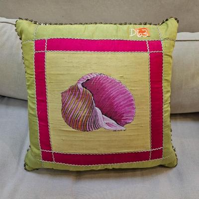 Hand-painted Seashell Throw Pillow (1)