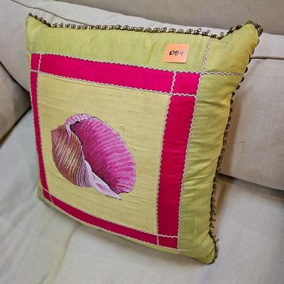 Hand-painted Seashell Throw Pillow (1)
