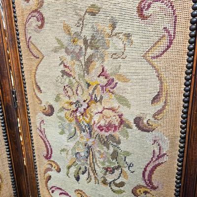 Antique French Provencial Needlepoint Screen