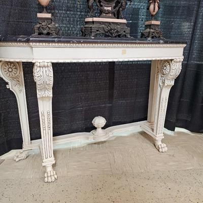 Painted Italian Marble Top Console Table