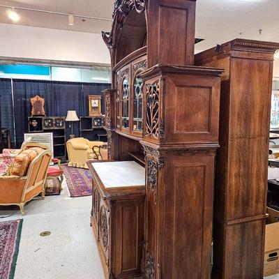 Monumental Carved Wood Buffet