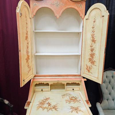 Italian Hand-painted Fruitwood Secretary