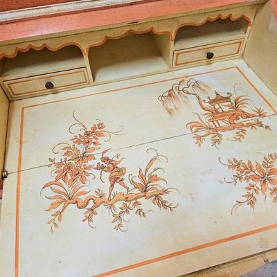 Italian Hand-painted Fruitwood Secretary