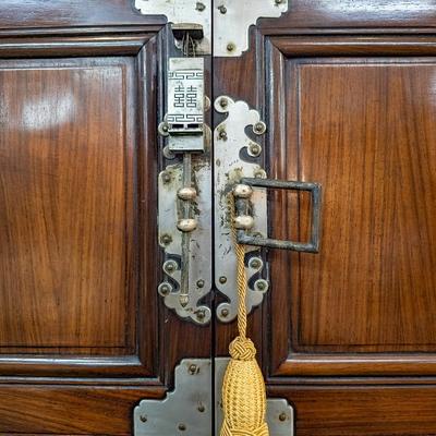 Mid- Century Chinese Mahogany Armoire