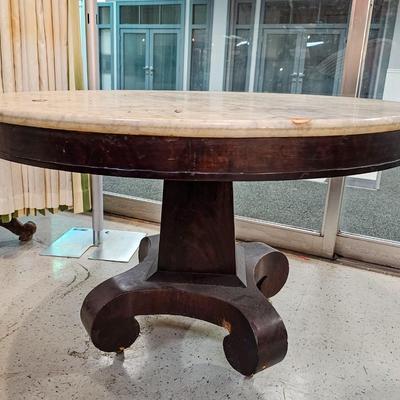 Antique American Empire Marble Top Table