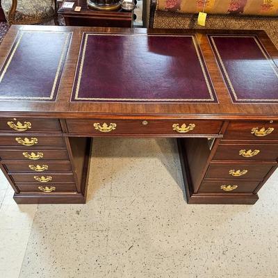 Vintage Leather Top Desk by Henkel Moore