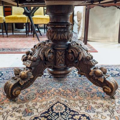 French Renaissance Revival Oak Dining Table
