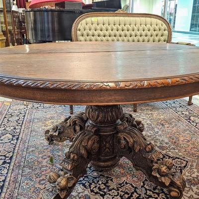 French Renaissance Revival Oak Dining Table
