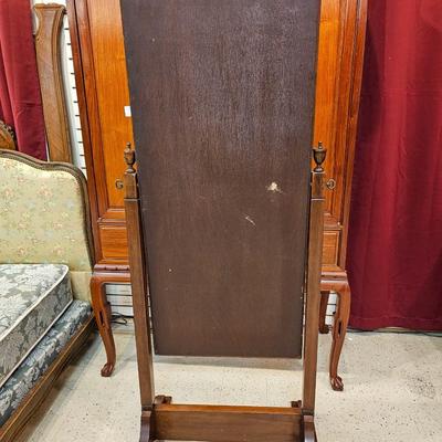 Antique Wood Cheval Mirror
