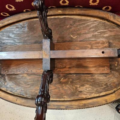 Red Leather Top Cocktail Table