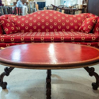 Red Leather Top Cocktail Table