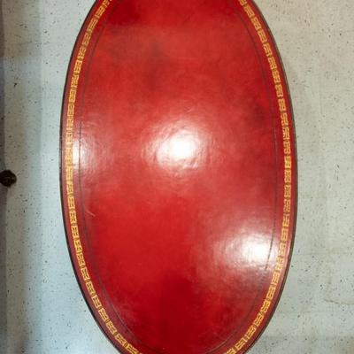 Red Leather Top Cocktail Table