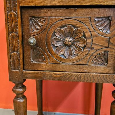 Antique Square Marble Top Occasional Stand