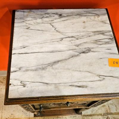 Antique Square Marble Top Occasional Stand