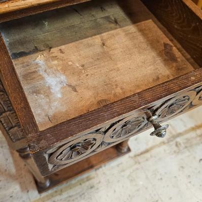 Antique Square Marble Top Occasional Stand