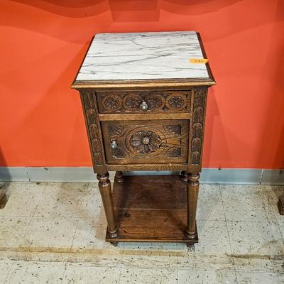 Antique Square Marble Top Occasional Stand