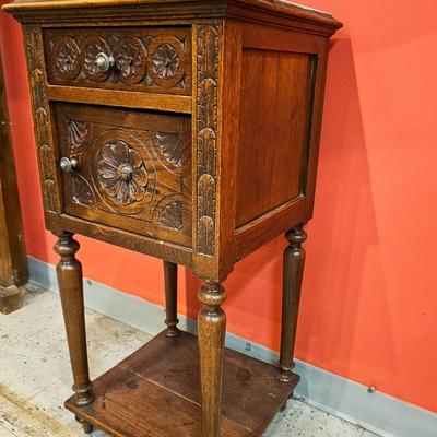 Antique Square Marble Top Occasional Stand