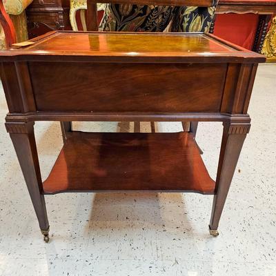 Vintage Leather Top End Table
