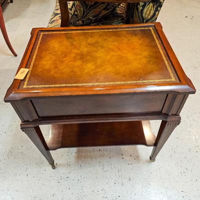 Vintage Leather Top End Table