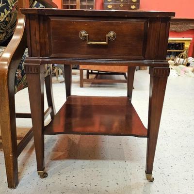 Vintage Leather Top End Table
