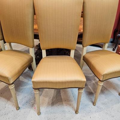 4 Hollywood Regency Silk Side Chairs