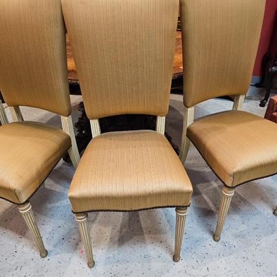 4 Hollywood Regency Silk Side Chairs