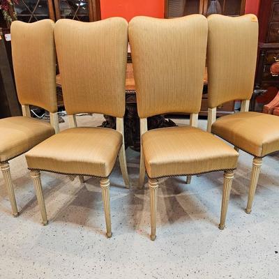 4 Hollywood Regency Silk Side Chairs