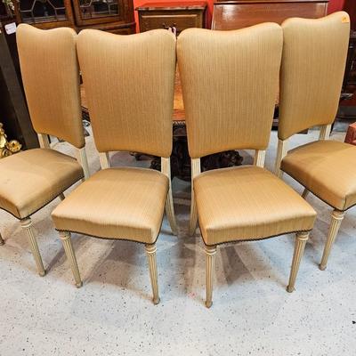 4 Hollywood Regency Silk Side Chairs