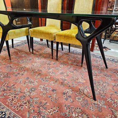 MCM Black Lacquer Glass Dining Table and 8 Chairs
