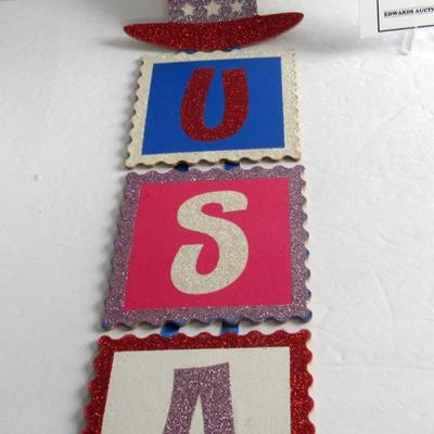 Patriotic Lot of Tissue Balls, Dennison Flag Flat and USA Hanger