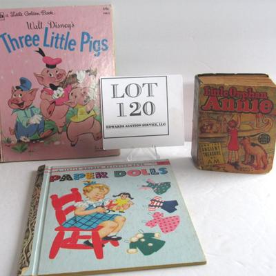 Lot of Kids Books, Unusual Paper Dolls LGB, Orphan Annie BLB, Three Little Pigs LGB