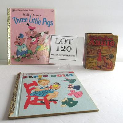 Lot of Kids Books, Unusual Paper Dolls LGB, Orphan Annie BLB, Three Little Pigs LGB
