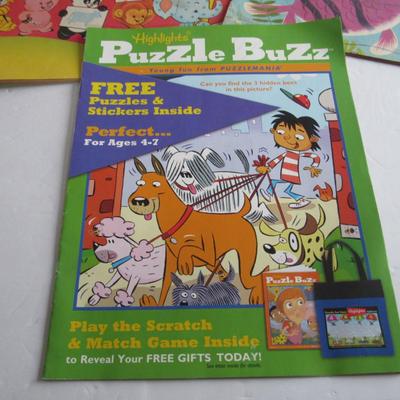 Vintage Kids Tracing Books, Coloring Contest Book, and Highlights Puzzle Buzz