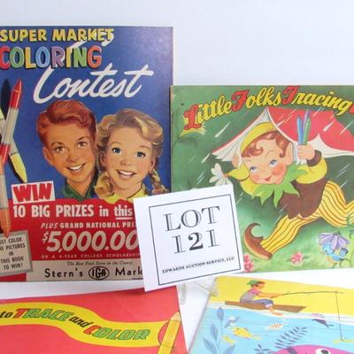 Vintage Kids Tracing Books, Coloring Contest Book, and Highlights Puzzle Buzz