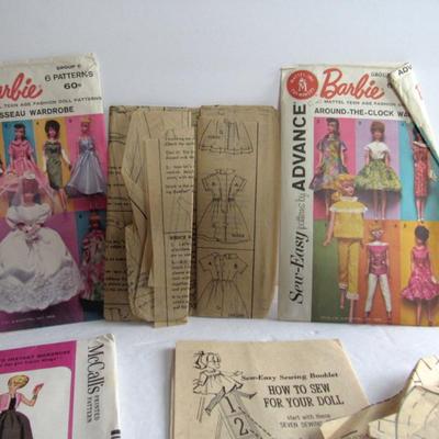 Lot of Vintage Barbie Doll Clothes Patterns, Other Doll Clothes Patterns