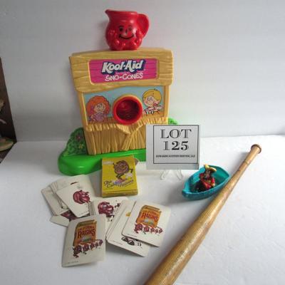 Kids Toy Lot, Braves Miniature Baseball Bat, Kool-Aid Snow Cone Maker, More