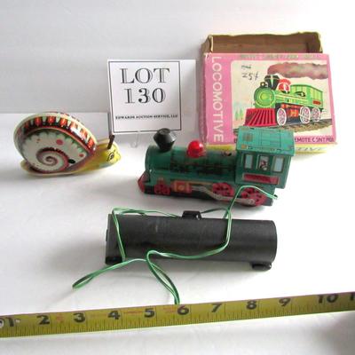 Vintage Tin Marx Locomotive Battery Op and Wind Up Snail