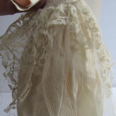 Vintage Tall Vinyl Brides Doll In Wedding Dress, Earrings, Heels, Veil, Marked AE20