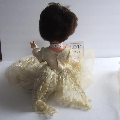 Vintage Tall Vinyl Brides Doll In Wedding Dress, Earrings, Heels, Veil, Marked AE20