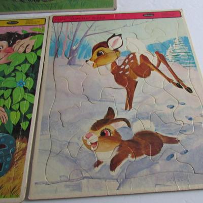 3 Vintage Large Kids Puzzles, 1960s