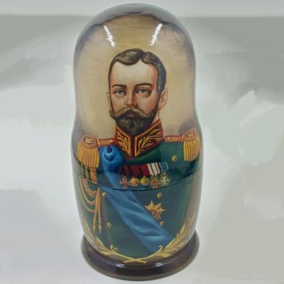 Hand Painted & Signed Set of 7 Russian Czars Nesting Dolls